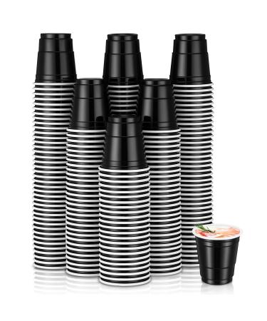 Yetene 200 Pcs Disposable 2oz Shot Cups Shot Glasses Plastic Cups 2 oz Party Mini Cups for Birthday Party Taste Serving Snacks Samples and Tastings (Black)