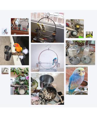 Texsens Bird Feeding Cups - Stainless Steel Parrot Food and Water Bowls with Clamp Holder for Small Birds and Animals - Buy Online on GoSupps.com