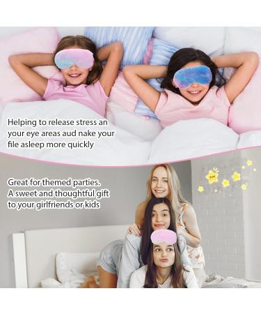 3 Pcs Plush Sleeping Eye Mask Set - Soft Faux Fur Blindfolds for Travel & Naps | Tie-Dye Colors (Pink Purple Blue) | Comfortable Eye Shade for Adults & Kids - Buy Online on GoSupps.com