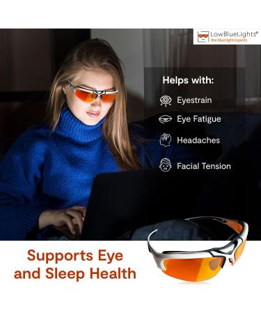 100% Blue Light Blocking Glasses - Amber Wraparound for Sleep Gaming & TV | Unisex White Platinum - Buy Online on GoSupps.com