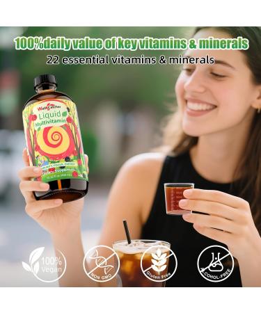 Liquid Multivitamins for Women Men: Daily Multi Vitamins Mineral Supplements for Adults Kids Support Health Immune Focus Energy Hair Growth Bones, Liquid Vitamins High Absorption with Measuring Cup - Buy Online on GoSupps.com