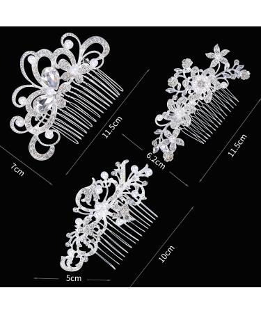 Euvoym 3 Pieces Bridal Wedding Hair Clip Comb Bridal Flower Side Hair Clips Pearl Bridal Headpiece Wedding Accessories for Women and Girls - Buy Online on GoSupps.com