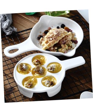 MAGICLULU Snail Plate 3 Pcs Baked Snails White Ceramics Cauliflower Oven Ceramic Snail Dish 21X16.4CMx3pcs Whitex3pcs - Buy Online on GoSupps.com