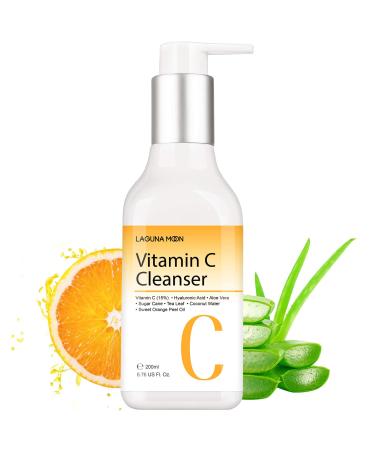 Vitamin C Facial Cleanser, Cleanse & Hydrating, Reduce Fine Line Wrinkles Anti-Aging, Perfect Face Wash with Natural Ingredients for All Skin Types (200ml / 6.76 Oz)