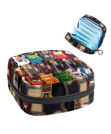 MUOOUM Blue Stars Ladies Standing Pocket With Music Notes menstrual pad bag portable menstrual cup pocket with zipper for teenagers girls women color 6 4.7x6.6x6.6