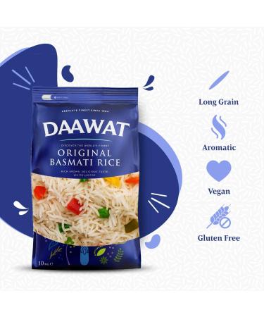 Daawat Original Basmati Rice with Rice Aroma Delicious Taste White Lustre Perfectly Aged Aromatic & Textural Grain Rich Flavour with Sweet Taste Ideal for all types of Dishes - 10Kg - Buy Online on GoSupps.com