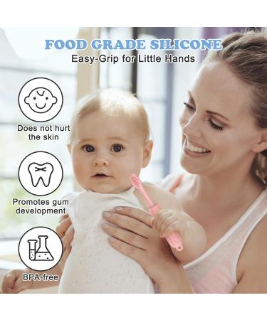 CLdy Baby Biting Toys - 2 BPA-Free Silicone Teething Rings for Babies 3 Months+ - Soft & Stimulating Toothbrush Aid in Blue & Pink - Buy Online on GoSupps.com