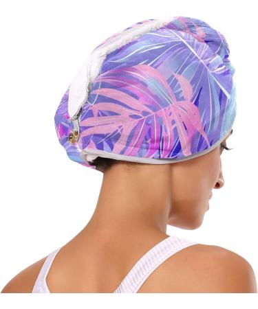Buy Tropical Plants Flowers Hair Towels - Super Absorbent 2 Pack for Quick Drying | Hair Turbans with Button Wrap for Women & Girls - International Shipping Available - Buy Online on GoSupps.com