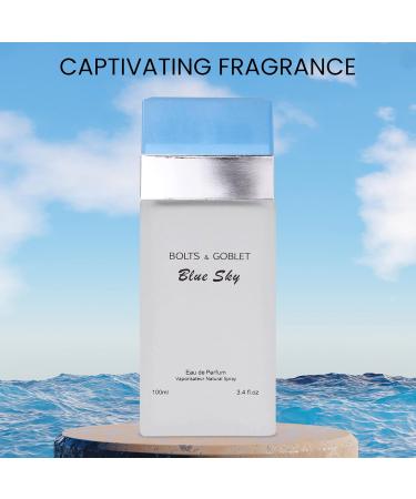 NovoGlow Blue Sky for Women - Aromatic Scents with finest oils for Men and Women - Enchanting Fragrance with Fruity Floral Scent - 3.4oz Bottle Complete with Shiny Suede Pouch - Buy Online on GoSupps.com