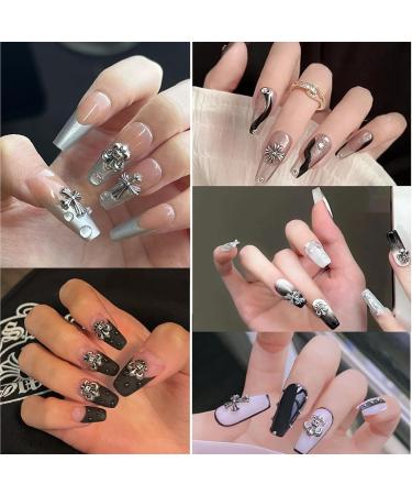 Nayyana 120 Pieces 3D Cross Nail Charms | Chrome & Vintage Silver Punk Nail Decorations - Buy Online on GoSupps.com