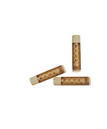 CocoMe 100% Organic Coconut Lip Balm - 3 Pack Lip Balm with Coconut Scent. Best for Adults and Children to Prevent Chapped Lips.