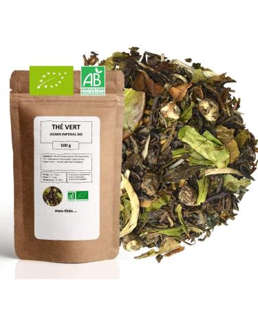 Th Vert bio Jasmin Bio Imperial - 100g (40 tasses) - Th en vrac 100% agriculture biologique - Mes-Th s