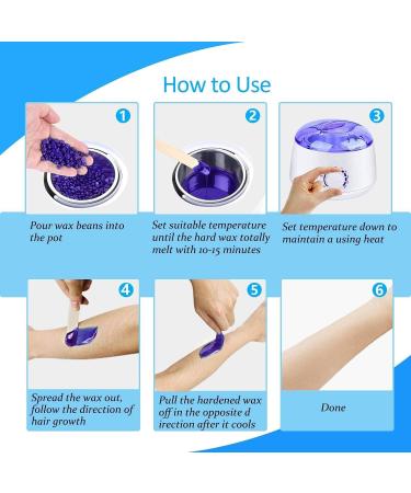 Hair Removal Waxing Kit with Wax Warmer, 4 Hard Wax Beans, 10 Applicator Sticks - Painless At-Home Waxing for Full Body, Face, Eyebrows, Bikini - Women & Men (White1) - Buy Online on GoSupps.com