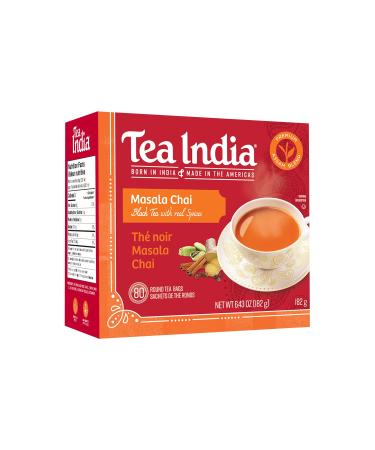 Tea India Masala Chai Tea Flavorful Blend Of Black Tea & Natural Ingredients Strong Full-Bodied Traditional Indian Caffeinated Tea 80 Round Teabags 80 Count (Pack of 1)