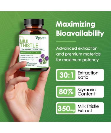 NATURE TARGET Milk Thistle Supplement for Liver Cleanse Detox & Repair Support Supplement with 350mg of 30:1 Milk Thistle Extract Equivalent to 10500mg 120 Veggie Capsules(60 Days Supply) 120 Count (Pack of 1) - Buy Online on GoSupps.com