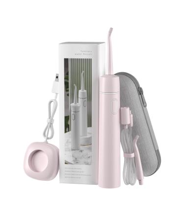 (Pink) Portable Water Flosser for Teeth Professional Cordless Dental Oral Irrigator Tankless and Rechargeable IPX7 Waterproof Dental Water Flosser for Travel Braces & Bridges Care (Pink)