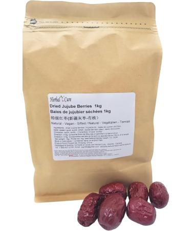 Herbal Cure - ziziphus jujuba dried red dates jujube da zao hong zao 1kg - Natural Vegan Clean Fresh & Delicious Berries - Product of China - Buy Online on GoSupps.com