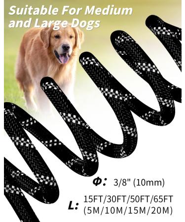 Joytale Padded Handle Training Lead for Dogs - 10m Long Line for Training & Tie Out - Supports Dogs Under 45kg - Black - Buy Online on GoSupps.com