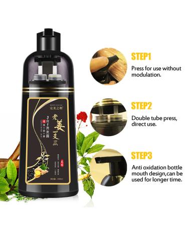 Instant Herbal Hair Color Shampoo - 3-In-1 Dye for Gray Coverage - Natural Black Hair Coloring for Women & Men - Fast Results - Buy Online on GoSupps.com