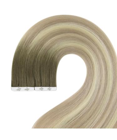 Youngsee Ombre Real Hair Tape In Extensions - 50cm Dark Brown to Blonde 5PCS Virgin Hair Smooth & Lightweight - Buy Online on GoSupps.com
