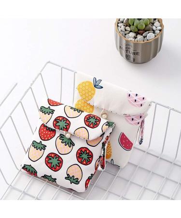 Cute Cotton Sanitary Napkins Bag Menstrual Cup Pouch | Washable Organizer for Girls & Women | Set of 4 | 5.1 x 5.1 inch | Multifunction Purse - Buy Online on GoSupps.com