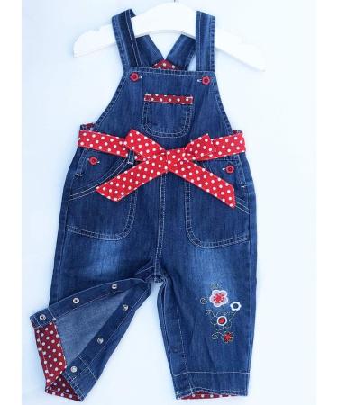 Peacolate Red Baby Girls Overalls with Belt | Kids Pants 9-12 Months - Buy Online on GoSupps.com
