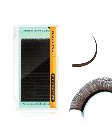 Nagaraku eyelash extension 20 rows Mixed sizes single eyelashes Individual classic 1: 1 eyelash extension volume eyelashes of course eyelash extensions (dark brown 0.15 d curl 7-15mm) Dark brown-0.15 d mix mix