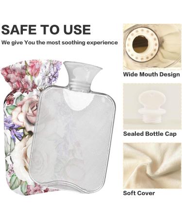 Naanle Hot Water Bottle with Cover - Pink Flowers for Back Pain Relief & Cold Therapy | 1L Transparent Heat Bottle - Buy Online on GoSupps.com