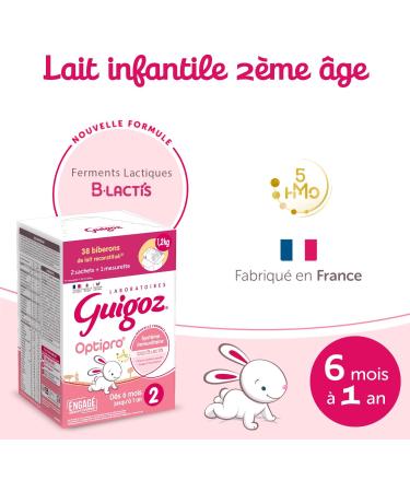 Guigoz OPTIPRO 2 Lait b b 2 me ge en poudre de 6 12 mois - Bag in Box (2 sachets de 600g) 1.2 kg (Lot de 1) - Buy Online on GoSupps.com
