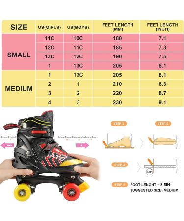 Hikole Kids Roller Skates for Girls Boys - Adjustable 4 Size Black Pink Roller Skates - Safe and Comfortable - Christmas Gifts - Buy Online on GoSupps.com