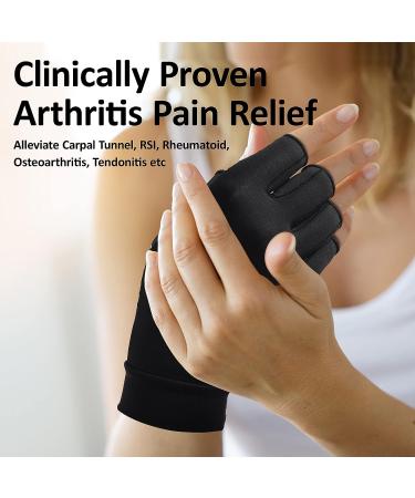 Suptrust Arthritis Gloves - 85% Copper Infused Compression Gloves for Men & Women - Relieve Hand Pain - Large (1 Pair) Black - Buy Online on GoSupps.com