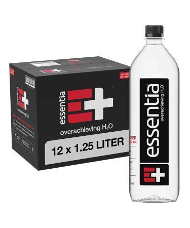 Essentia Water, 99.9% Pure, Infused with Electrolytes for a Smooth Taste, pH 9.5 or Higher Ionized Alkaline Water, Black, 42.2 Fl Oz (Pack of 12)