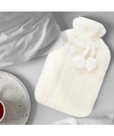 KEPLIN Cosy Hot Water Bottle with Plush Cover & Bobble - Relieves Body Aches & Pains Washable Safe & Durable Heating Pad - Ideal Cosy Nights & Gifts - Large 2L (Cream) Cream Plush - Buy Online on GoSupps.com