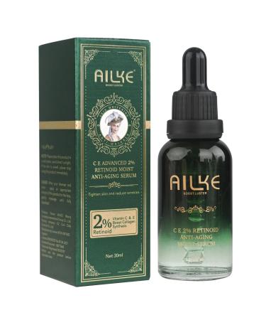 AILKE Advanced Vitamins C E 2% Retinol Moist Anti Aging Serum Brightening Skin Reduce Wrinkles & Dark Spots Age Spots Soft Smooth Skin 1 fl oz (Pack of 1)