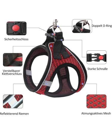 LOOK ANDES Adjustable Cat Harness with Leash & Breakable Dishes - Reflective Pink Design for Cats & Puppies (Chest 30-35cm) - Buy Online on GoSupps.com