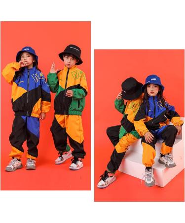 LOLANTA Color Block Jacket and Track Pants Set for Boys and Girls, Hip Hop Dance Patchwork Clothes, Unisex Streetwear Blue (Ages 8-10) - Buy Online on GoSupps.com