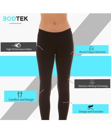 Bodtek Women's Thermal Underwear Pants | Fleece Lined Base Layer Bottom - Black, Medium - Buy Online on GoSupps.com