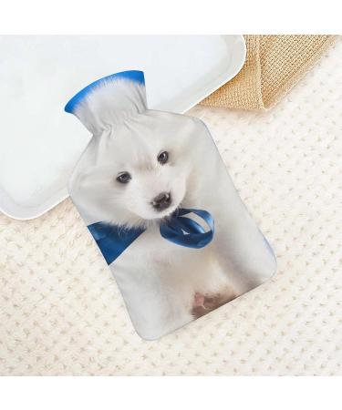 White Puppy Hot Water Bottle with Plush Cover - Cute Bed Warmer for Adults & Kids | 26.5x15.3cm - Buy Online on GoSupps.com