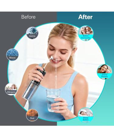Benhip Electric Nasal Irrigation System Kit Sinus Rinse Bottle Neti Pot Decongestant Relief System for Kids/ Adults Cordless Storeable Waterproof with 60 Saline Packets Wash Nose & Snoring Remedy - Buy Online on GoSupps.com
