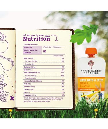 Pumpkin Tree Peter Rabbit Organics Super Oats & Seeds Puree Squeeze Pouch - Banana & Mango, 4oz (Pack of 10) - Buy Online on GoSupps.com