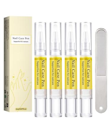 4 Pcs Huile Cuticules Ongles Nail Care Pen Huile a Cuticule Ongle Huiles Pour Cuticules Ongles Stylo Hydrate R pare Profondeur Pr vient Craquellement Dess chement Renforce Unisexe Avec Limeongles(2ml)