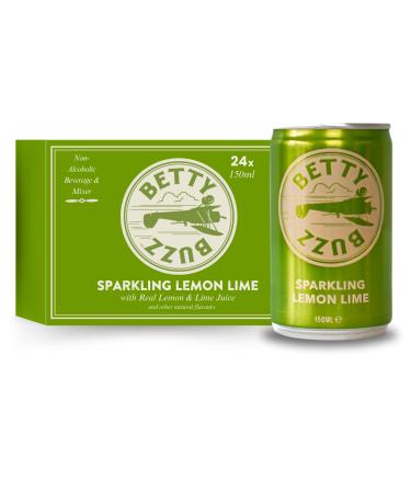Betty Buzz Sparkling Lemon Lime Premium Mixer Sparkling Soda by Blake Lively Natural Flavours & Sweeteners Only Clean Ingredients 24 x 150ml Cans Sparkling Lemon Lime 24 x 150ml