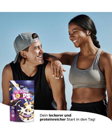Rocka Nutrition No Whey Loops Cookies & Cream - High Protein Vegan Breakfast | 18g Protein/Serving | Grain-Free Low Sugar | 800g (4 x 200g) - Buy Online on GoSupps.com