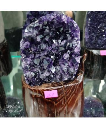 Natural Crystal Rough 1000g Natural Crystals Cluste Amethyst Cluster Geode from Uruguary Amethyst +Wood Base - Buy Online on GoSupps.com