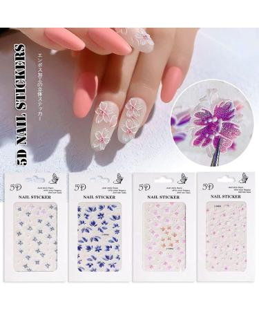Nail Art Charms Manicure Summer 5D Colorful Flowers Nail Sticker Embossed(FDW-05) - Buy Online on GoSupps.com