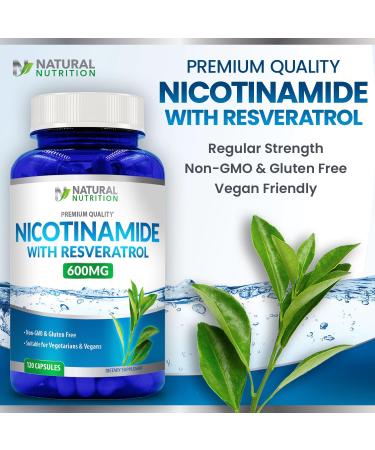 Generic Natural Vitamin Nicotinamide with Resveratrol 600mg (Vitamin B-3) 120 Veggie Capsules Gluten Free & Non-GMO - Buy Online on GoSupps.com