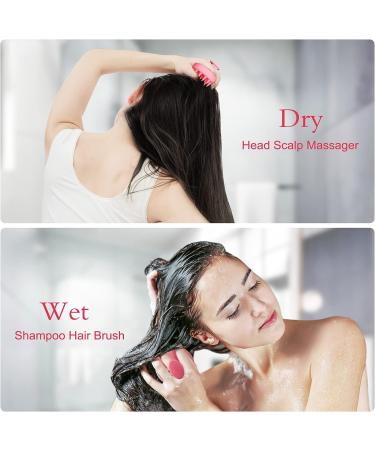 LONOIIEN Scalp Massager - Soft Silicone Curly Hair Brush for Shower | Lightweight Portable Scrubber for Dry Dandruff | Suitable for Girls, Teens, Kids, Men - Pink - Buy Online on GoSupps.com