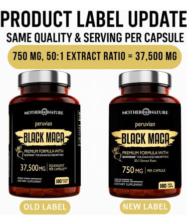 Mother Nature Organic Black Maca Root 30 000mg - 180 Capsules for Energy & Vitality - Buy Online on GoSupps.com