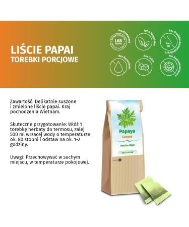 ERASVITAL LTD ERASVITAL Papaya leaves and papaya stems ground and portioned in bag without other additives 120 tea bags 276 g - Buy Online on GoSupps.com