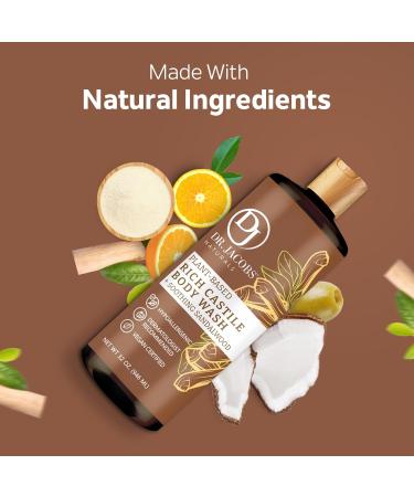 DR. JACOBS NATURALS Castile Sandalwood Body Wash - All-Natural Moisturizing Shampoo for Dry & Sensitive Skin | Gluten & Preservatives-Free | 32 oz with Pump - Buy Online on GoSupps.com